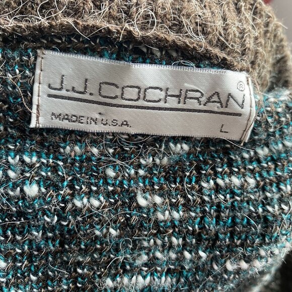 J.J. COCHRAN Vintage Size L Diamond Pattern Cardigan Sweater Button Front - Picture 6 of 6